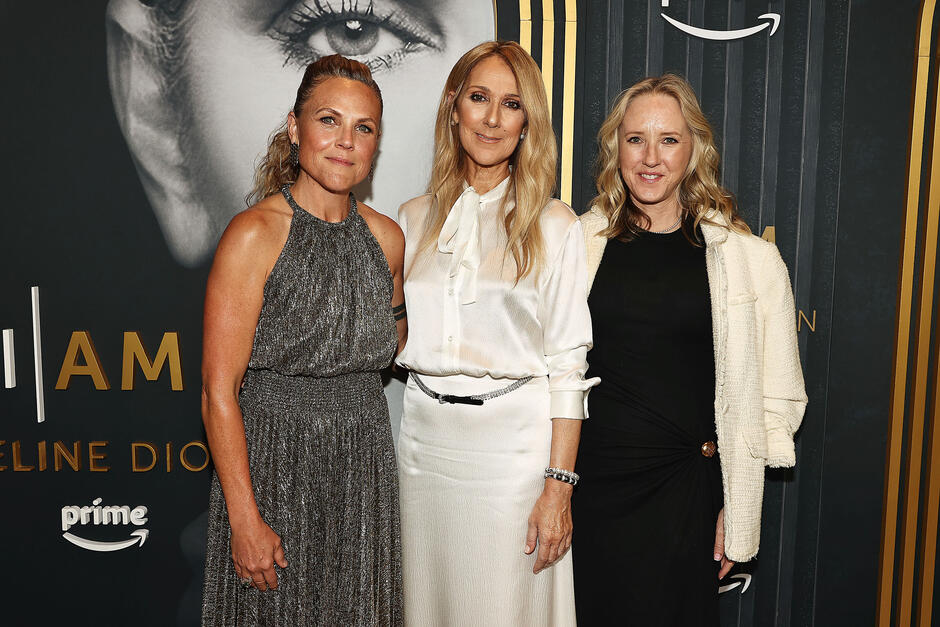 La regista Irene Taylor, Celine Dion e Jennifer Salke alla presentazione a New York del docu film 'Io sono: Celine Dion'.