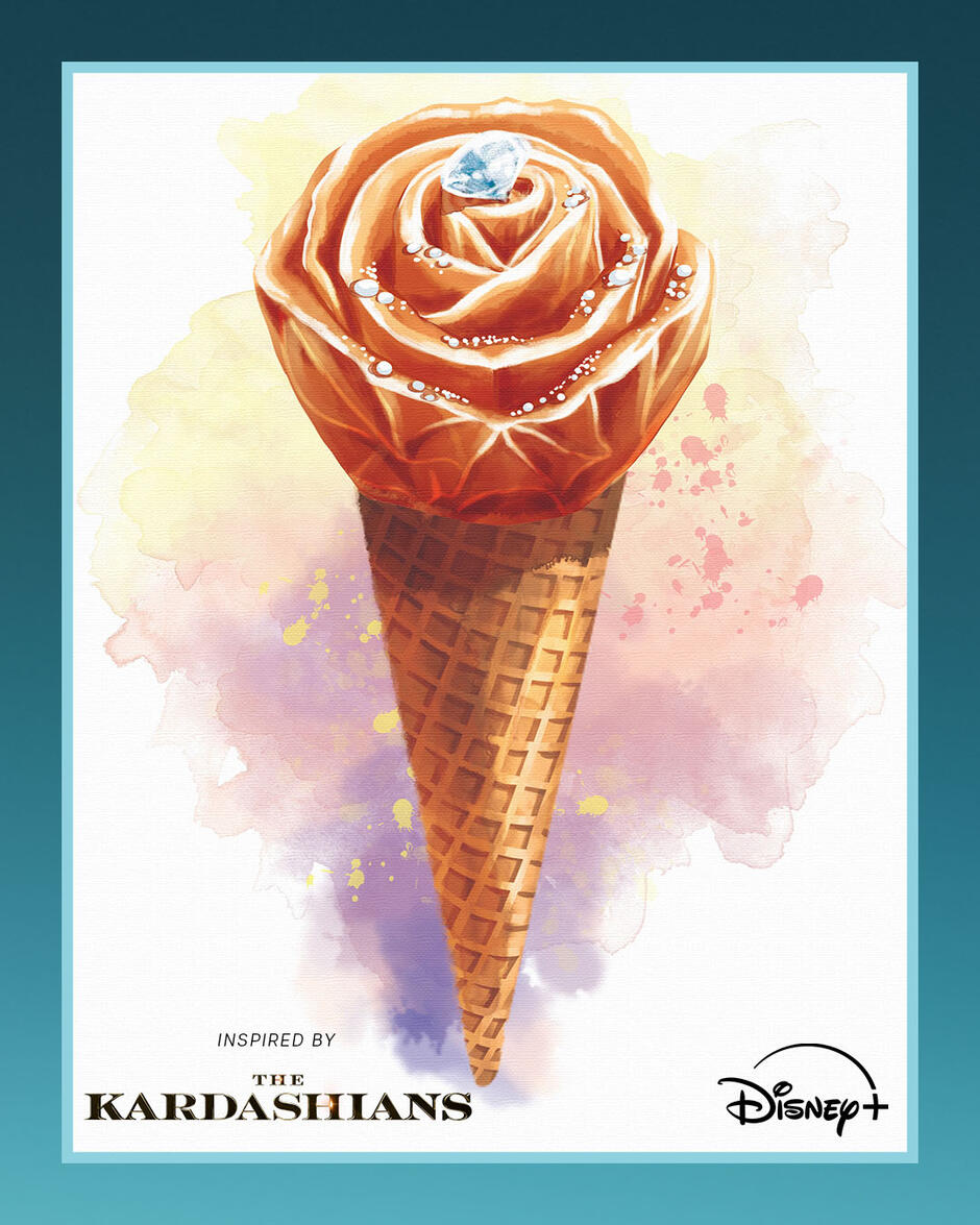 Il gelato ispirato a The Bear di FX: rosa di gelato al caramello salato e fragola con diamantino di zucchero