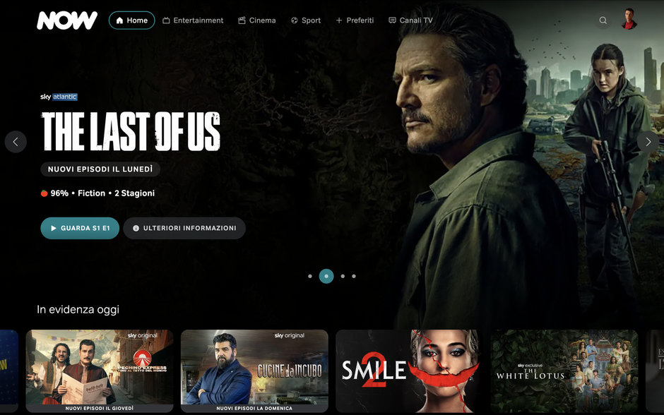 NOW, aggiornamento di Aprile 2025 - Home