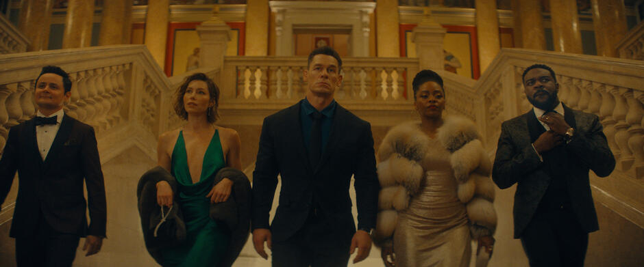 Arturo Castro, Jessica Biel, John Cena, Teyonah Parris e Sam Richardson in Matchbox The Movie