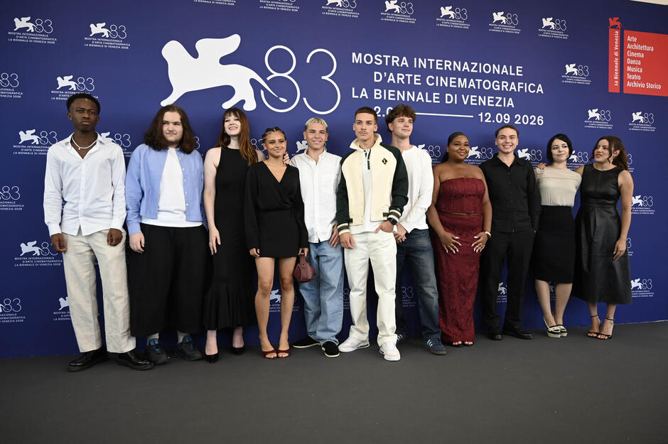 Delegazione del film 15/18 (A Place To Heal) (tra cui Cédric Kahn, Malou Khebizi, Zoé Monpart, Kenji Peyran) al Festival del Cinema di Venezia 83, sabato 5 settembre 2026