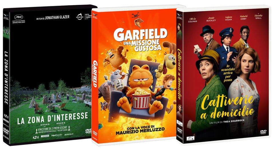 Cattiverie a domicilio, La zona d'interesse e Garfield Una missione gustosa in DVD