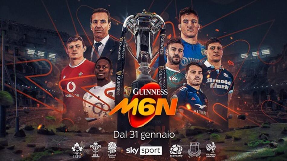 Guinness Sei Nazioni di rugby 2025 su Sky e NOW