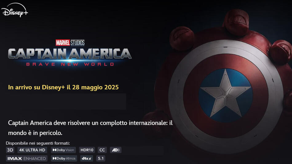 Captain America Brave New World su Disney+