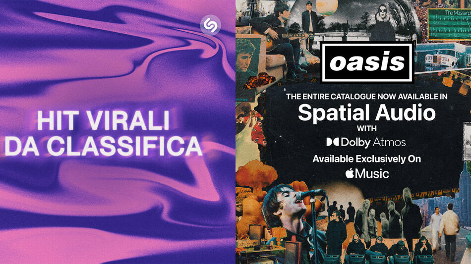 Shazam Hit Virali da Classifica. Apple Music Oasis audio spaziale Dolby Atmos