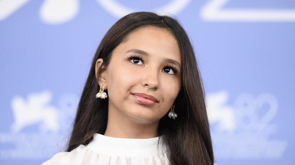 L'attrice Lamar Feddan al photocall del film Hijra di Shahad Ameen alla 82a Mostra del Cinema di Venezia, giovedì 28 agosto 2025