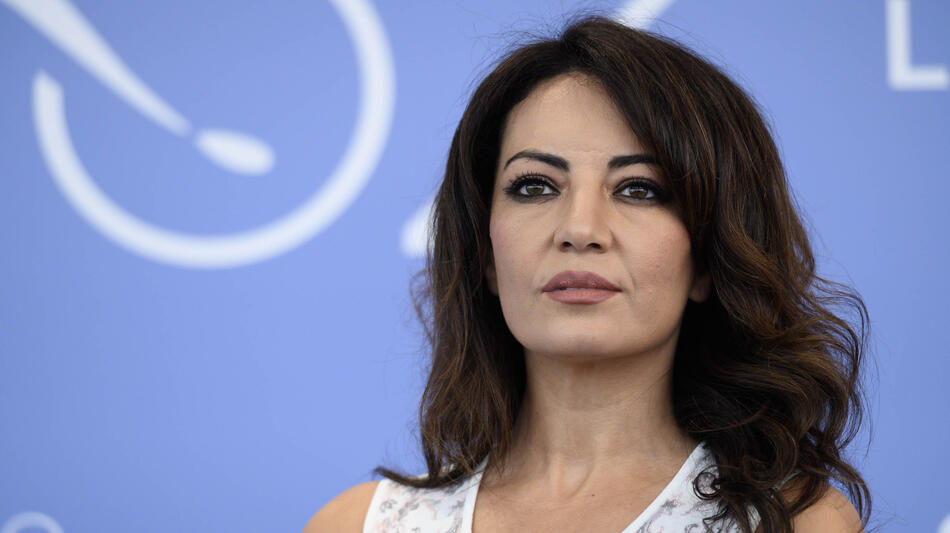 La regista Maryam Touzani al photocall del film Calle Malaga alla 82a Mostra del Cinema di Venezia, venerdì 29 agosto 2025