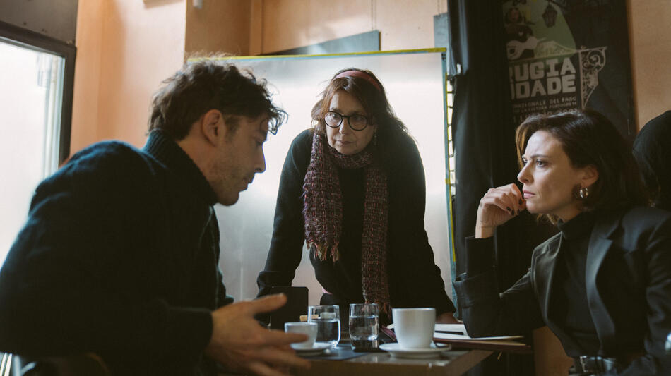 Michele Riondino, Francesca Archibugi, Jasmine Trinca sul set di Illusione