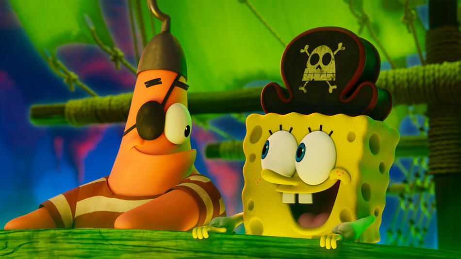 Patrick Star (Bill Fagerbakke) e SpongeBob SquarePants (Tom Kenny) in The SpongeBob Movie: Search For SquarePants