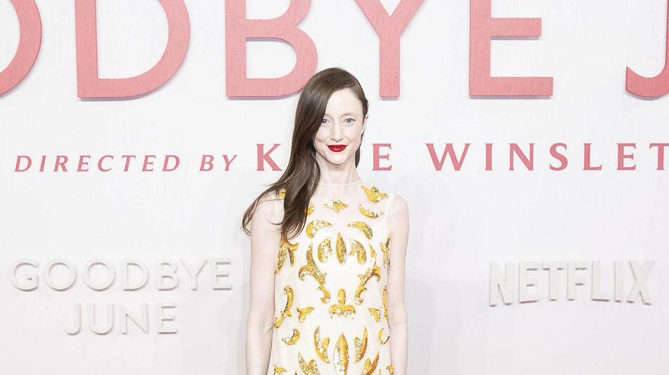 Andrea Riseborough partecipa alla première mondiale di 'Goodbye June' di Netflix al Curzon Mayfair il 3 dicembre 2025 a Londra, Inghilterra