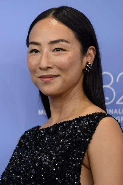 L'attrice Greta Lee al photocall del film A House of Dynamite di Kathryn Bigelow alla 82a Mostra del Cinema di Venezia, martedì 2 settembre 2025
