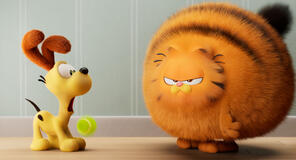 Odie e Garfield (voce di Chris Pratt) in The Garfield Movie