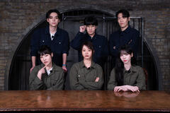 (S-D) Kim Do-hoon, Lee Eun-ji, Lee Yong-jin, Lee Hye-ri, John Park, Karina in Agents of Mystery - Immagine dal set