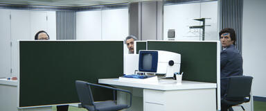 Zach Cherry, John Turturro e Adam Scott in Scissione 1x01