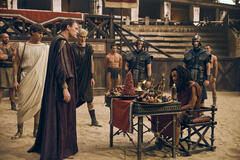 Pepe Barroso come Fonsoa, Jojo Macari come Domitian, Bruno Bilotta come Atticus Moe Hashim come Kwame in Those About To Die 1x08