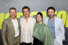 (S-D) Matt Damon, Doug Liman (regista), Hong Chau e Casey Affleck alla première mondiale di 'The Instigators' al Jazz at Lincoln Center