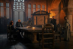 Olivia Cooke, Rhys Ifans, Tom Glynn-Carney, Fabien Frankel, Paul Kennedy, Kurt Egyiawan in House of the Dragon 2x02