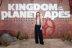Freya Allan attende l'evento di lancio in UK de Il Regno del Pianeta delle Scimmie al BFI IMAX Waterloo, Londra, il 25 Aprile 2024
