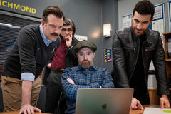 Jason Sudeikis, James Lance, Brendan Hunt e Brett Goldstein in Ted Lasso 3x04