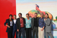 Delegazione del film Il mio compleanno di Christian Filippi sul red carpet a Venezia 81 il 2 settembre 2024