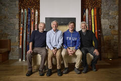 Giovanni Veronesi, Gustavo Thoeni, Piero Gros e Domenico Procacci all'evento La Valanga Azzurra