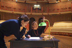 Giulia Lazzarini e Maria Mauti, prove Teatro Studio Melato - Giulia Mia Cara! Giorgio