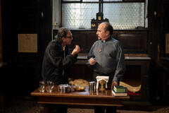 Giovanni Esposito e Maurizio Casagrande sul set del film La Badante di Vincenzo Marra