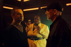 Nicolas Maury, Déborah Lukumuena, Vincent Cassel in Banger - Immagine dal set