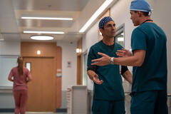 (S-D) Néstor Carbonell come Dr. Ruben Soriano e Jack Bannon come Tom Cole in Pulse 1x09