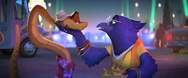 (da sinistra) Mr. Snake (Marc Maron) e Doom (Natasha Lyonne) in The Bad Guys 2 della DreamWorks Animation, diretto da Pierre Perifel