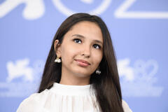 L'attrice Lamar Feddan al photocall del film Hijra di Shahad Ameen alla 82a Mostra del Cinema di Venezia, giovedì 28 agosto 2025