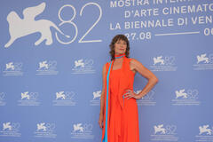 L'attrice Mary Woodvine al photocall del film Rose of Nevada di Mark Jenkin alla 82a Mostra del Cinema di Venezia, sabato 30 agosto 2025