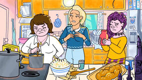 (S-D) Lisa Edelstein come Naomi Schwartz, Angelique Cabral come Jen e Abbi Jacobson come Shira Schwooper in Long Story Short