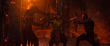 Hiroyuki Sanada come Scorpion e Joe Taslim come Bi-Han in Mortal Kombat 2