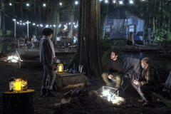 (S-D) Andy Allo (Nora), Paulo Costanzo (Matteo), Chris Williams (Dave) in Upload 2x02