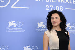L'attrice Clara Khoury al photocall del film The voice of Hind Rajab di Kaouther ben Hania alla 82a Mostra del Cinema di Venezia, mercoledì 3 settembre 2025