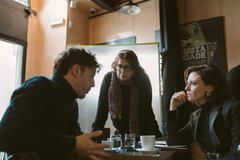 Michele Riondino, Francesca Archibugi, Jasmine Trinca sul set di Illusione