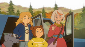 Elvis, Sabrina Grimm (voce di Ariel Winter), Daphne Grimm (voce di Leah Newman) e Relda (voce di Laraine Newman) in Le Sorelle Grimm 1x01