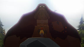 Daphne Grimm (voce di Leah Newman) e Giant (voce di JB Blanc) in Le Sorelle Grimm 1x01