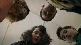 Matilda Lawler, Clara Stack, Blake Cameron James, Arian S. Cartaya in IT Welcome To Derry 1x06