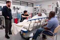 Noah Wyle, Patrick Ball, Harold Sylvester in The Pitt 1x08