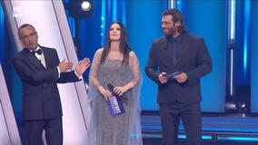 Carlo Conti, Laura Pausini e Can Yaman nella prima serata del Festival di Sanremo 76, martedì 24 febbraio 2026