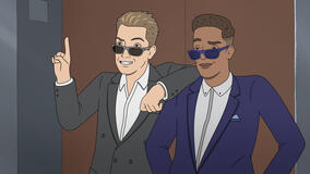 (S-D) Joel McHale come Pringus e Ikechukwu Ufomadu come Bench in Strip Law 1x10