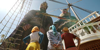 (S-D) Werner Coetser come Dory, Brendan Murrary come Brogy, Emily Rudd come Nami, Charithra Chandran come Miss Wednesday, Iñaki Godoy come Monkey D. Luffy in One Piece - Stagione 2