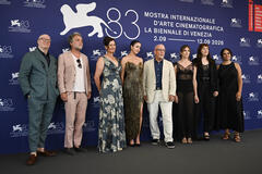 Delegazione del film Musk (tra cui Alex Gibney, Zoë Schiffer, Ashley St. Clair) al Festival del Cinema di Venezia 83, martedì 8 settembre 2026