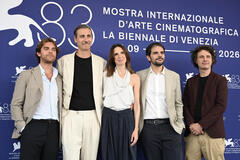 Delegazione del film Peccato (tra cui Giulio Somazzi, Emanuela Fanelli, Valerio Vestoso) al Festival del Cinema di Venezia 83, mercoledì 9 settembre 2026