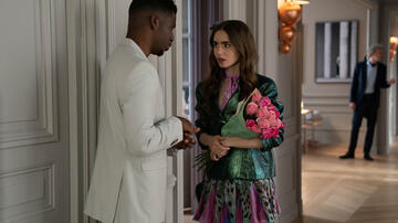 (S-D) Samuel Arnold come Luke e Lily Collins come Emily in Emily in Paris 1x04