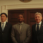(S-D): Primo Ministro Ozaki (Takehiro Hira), Captain America/Sam Wilson (Anthony Mackie), e Presidente Thaddeus Ross (Harrison Ford) in Captain America: Brave New World