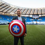 Anthony Mackie per incontrare Francesco Totti e Alessandro Del Piero allo Stadio Olimpico per celebrare l'arrivo al cinema del film Captain America: Brave New World.