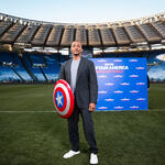 Anthony Mackie per incontrare Francesco Totti e Alessandro Del Piero allo Stadio Olimpico per celebrare l'arrivo al cinema del film Captain America: Brave New World.